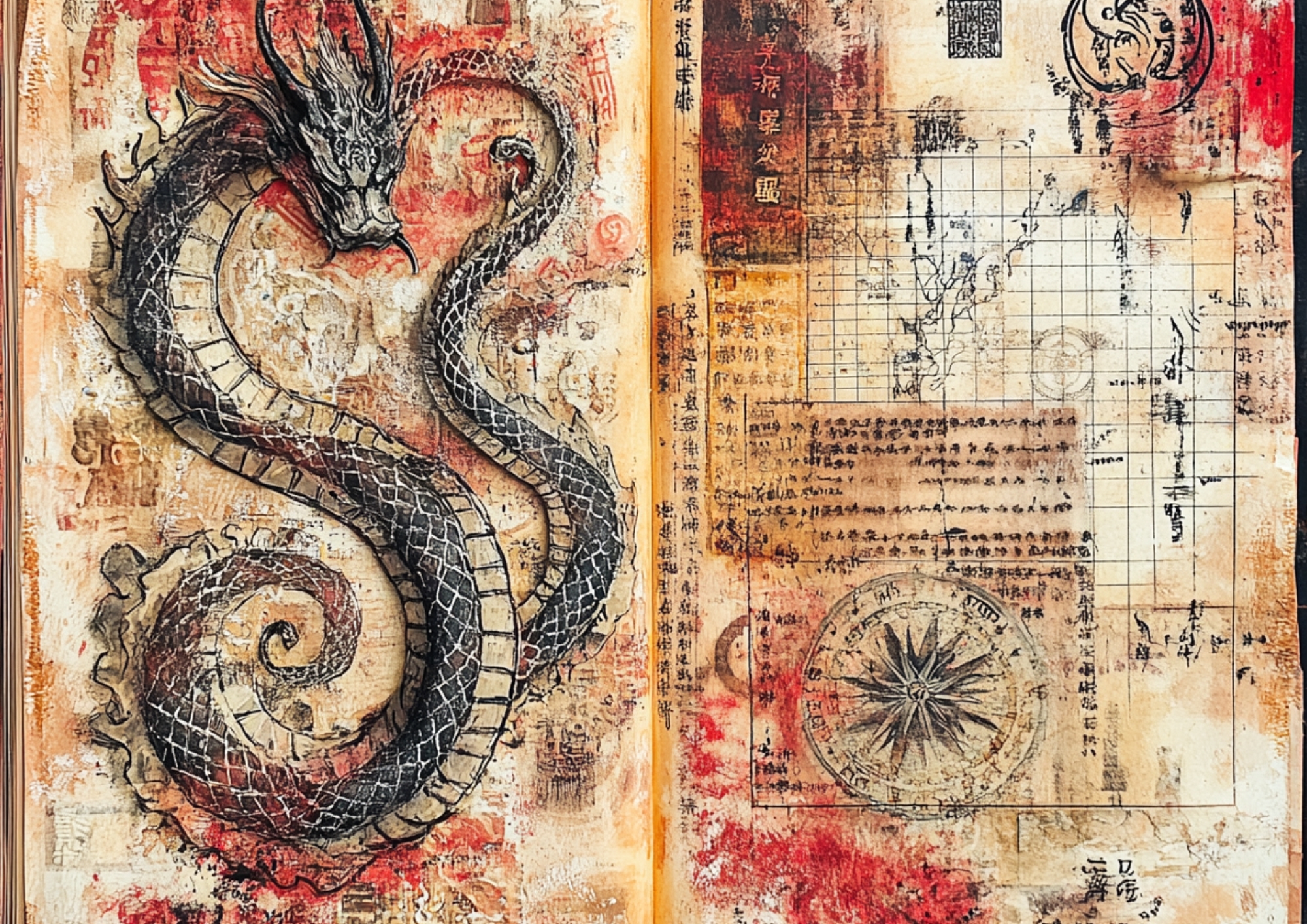 AI Generated Junk Journal Pages – Chinese Zodiac 2025 Snake Theme