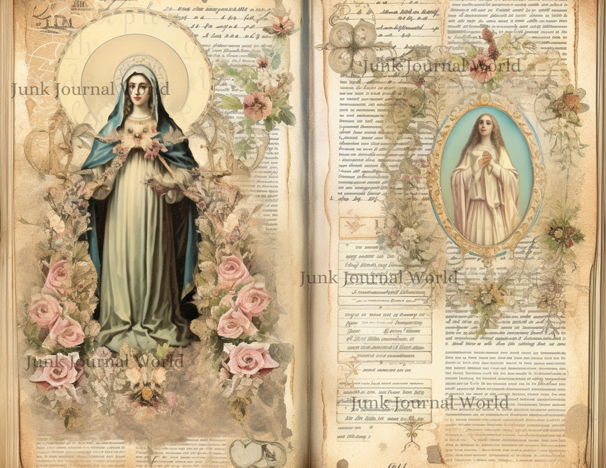 25 Digital Junk Journal Pages Religious Theme | AI-Generated | A4 Size